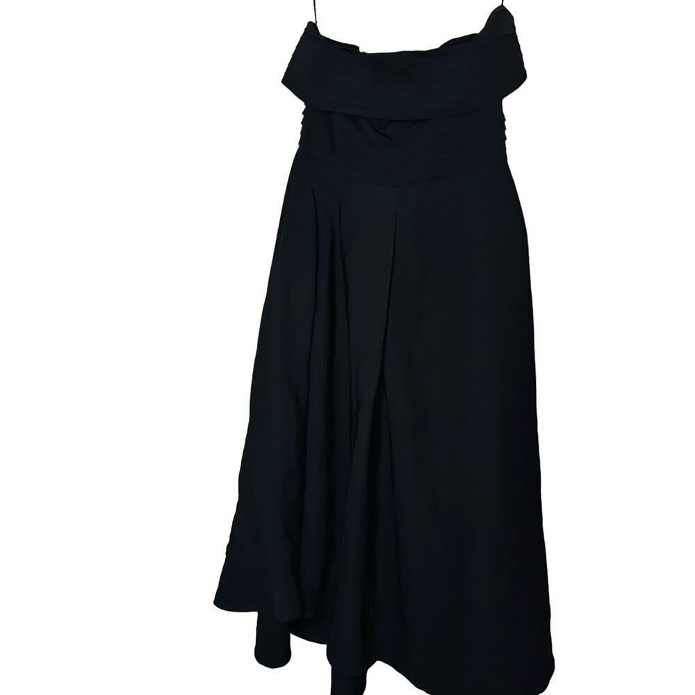 C/MEO COLLECTIVE Black Strapless Ribbed Side Slit Midi Dress Size Large
